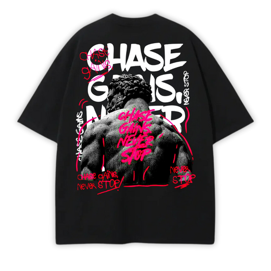 CHASE GAINS NEVER STOP OVERSIZE TEE